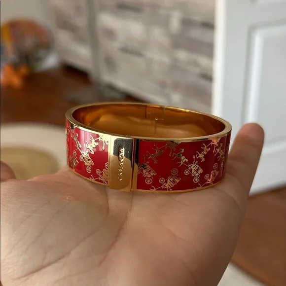 Authentic Signature Coach Hinged Bangle/Bracelet Red - Picture 4 of 12